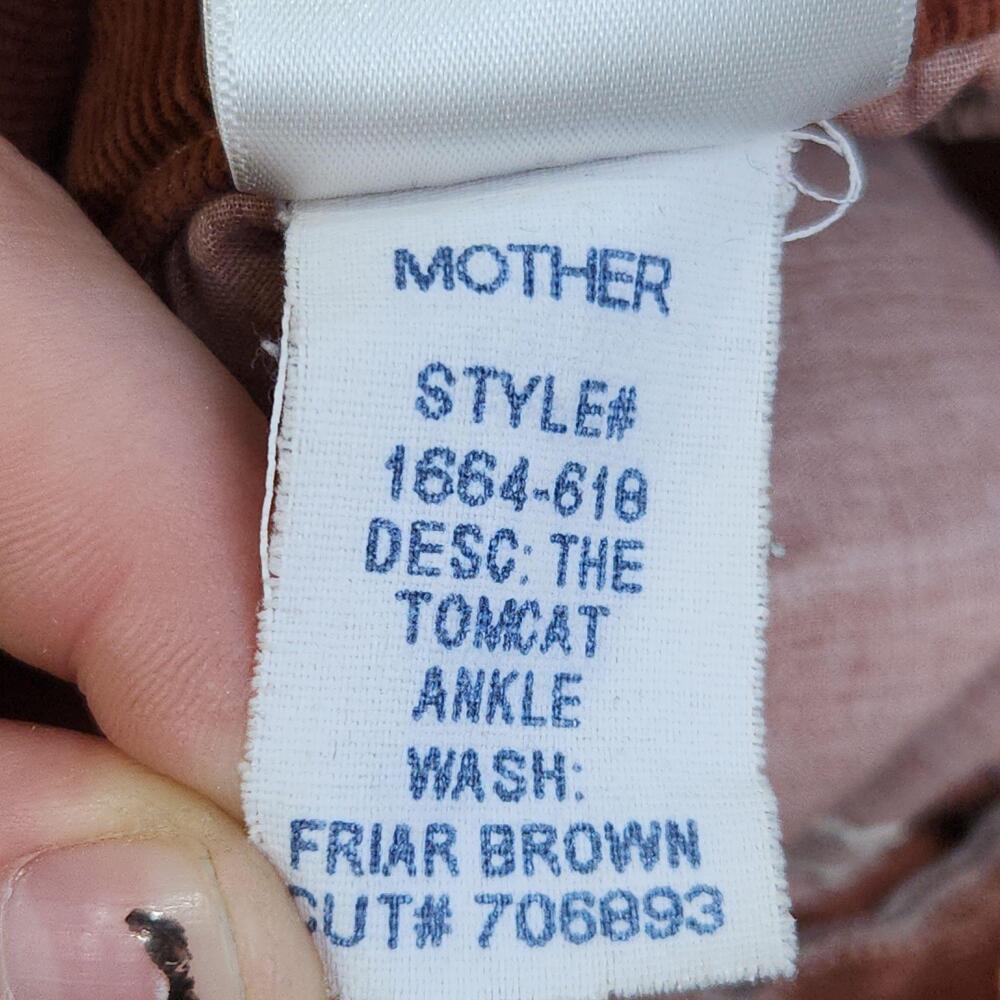 Mother The Tomcat Ankle Corduroy Pants Womens 28 Friar Brown Straight Leg - Picture 5 of 10